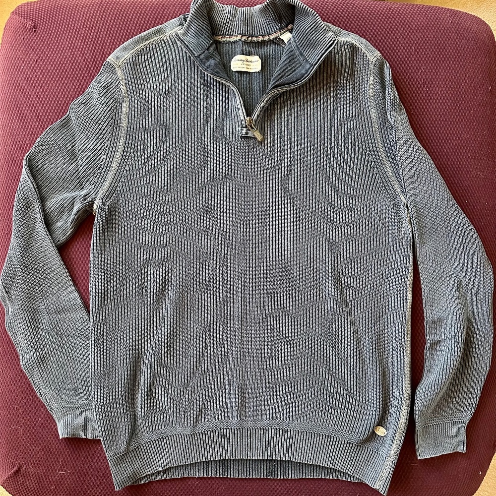 Men's Tommy Bahama Jeans Blue 1/4 Zip Sweater, Size M